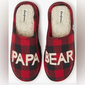 NWOT! Men’s Deerfoam “Papa Bear” Slippers Buffalo Red & Black Plaid Print - 7/8